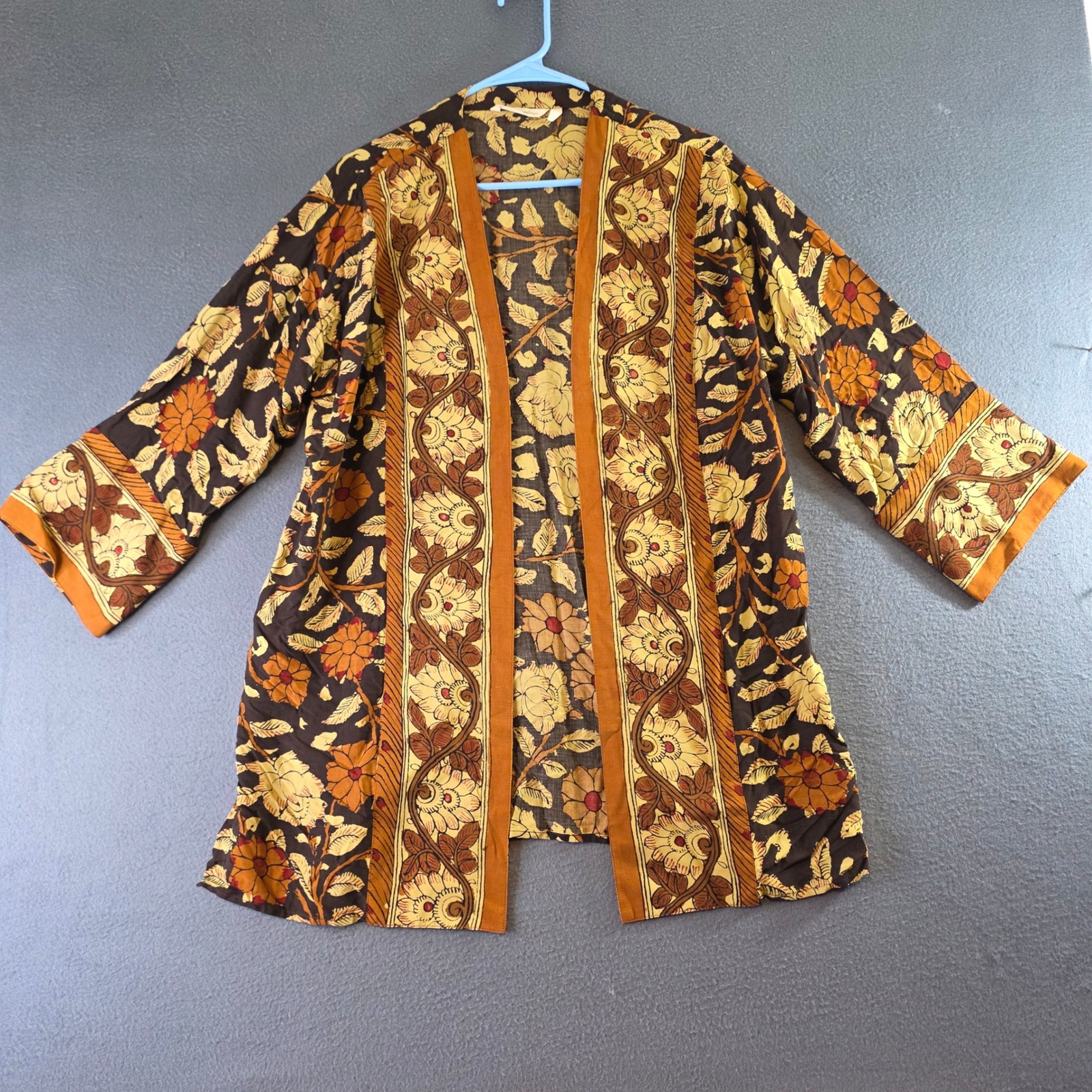 Soft Surroundings Petit Medium Pm Brown Floral Rayon Kimono Cardigan 39124